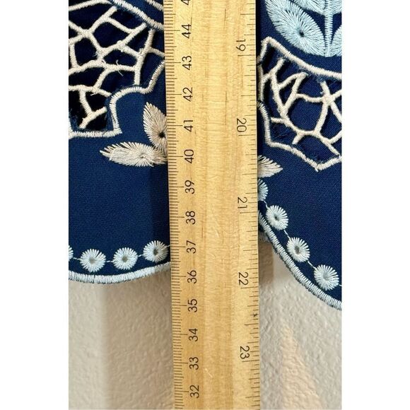 NWOT JOA Los Angeles Blue Colorful Cutout Embroidered Top Women's Small - Picture 6 of 8